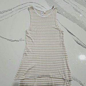Francesca's Alya beige/white striped Top NWOT